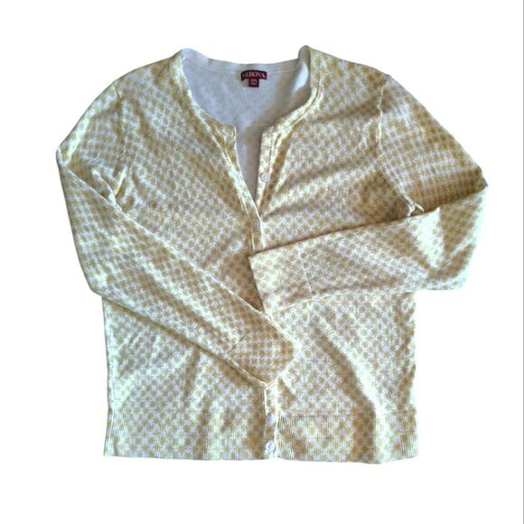 Merona White Yellow Printed Button Front Sweater Cardigan Plussize XXL - Picture 7 of 11